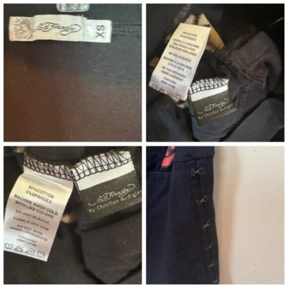 Ed Hardy Vintage Y2K 1/2 Zip Hoodie Cotton Tattoo Roses Graphic Long Sleeves XS - Picture 12 of 16